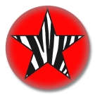 Animal Print Button Badge Stern mit Zebrafellmuster Rot