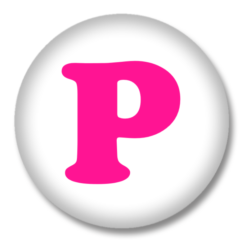 Buchstabe P – Pink auf Weiß