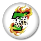 Burning Seven and Dices Button Badge