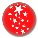 Roter Button Badge mit weissen Sternchen
