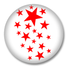 Weisser Button Badge mit roten Sternchen