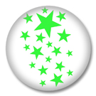 Weisser Button Badge mit grünen Sternchen