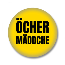 Aachen Button – Öcher Mäddche – Schwarz auf Gelb