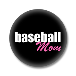 Baseball Button – Baseball Mom - Schwarz/Weiß/Pink