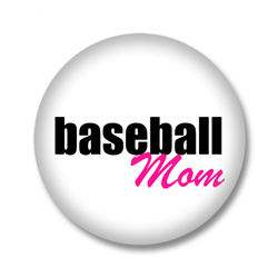 Baseball Button – Baseball Mom - Weiß/Schwarz/Pink