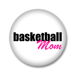 Basketball Button – Basketball Mom - Weiß/Schwarz/Pink