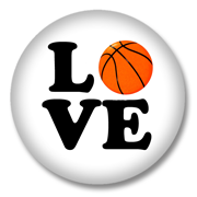 Basketball Button – Love auf Weiß