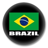 Brasilien Button — Brasilien Flagge auf schwarzem Hintergrund