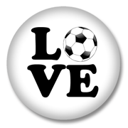 Fußball Button – Love auf Weiß