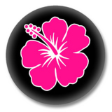 Pinker Hibiskus Button Badge / Ansteckbutton