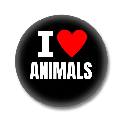 I Love ANIMALS Button - Schwarz/Weiß/Rot