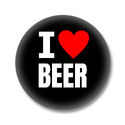 I Love BEER Button - Schwarz/Weiß/Rot