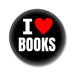 I Love BOOKS Button - Schwarz/Weiß/Rot