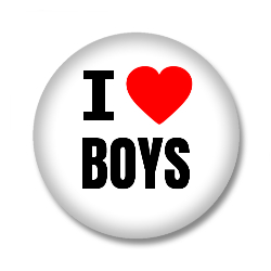 I Love BOYS Button - Weiß/Schwarz/Rot
