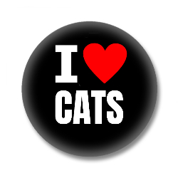 I Love CATS Button - Schwarz/Weiß/Rot