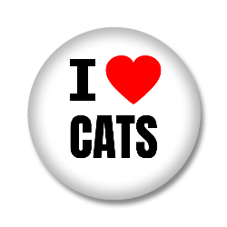 I Love CATS Button - Weiß/Schwarz/Rot
