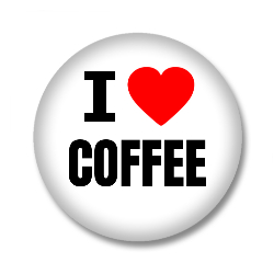 I Love COFFEE Button - Weiß/Schwarz/Rot