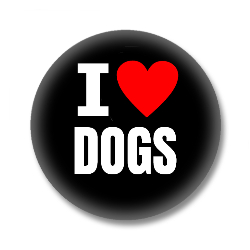 I Love DOGS Button - Schwarz/Weiß/Rot