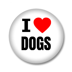 I Love DOGS Button - Weiß/Schwarz/Rot