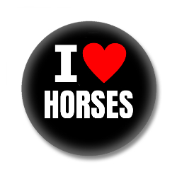 I Love HORSES Button - Schwarz/Weiß/Rot