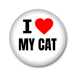 I Love MY CAT Button - Weiß/Schwarz/Rot