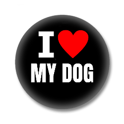 I Love MY DOG Button - Schwarz/Weiß/Rot