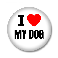 I Love MY DOG Button - Weiß/Schwarz/Rot