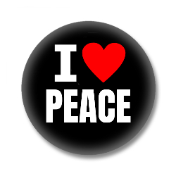 I Love PEACE Button - Schwarz/Weiß/Rot
