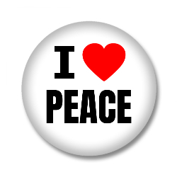 I Love PEACE Button - Weiß/Schwarz/Rot