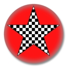Karierter Stern Button Badge / Ansteckbutton - Rot