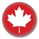 Kanada Button — Weißes Ahornblatt auf rotem Grund