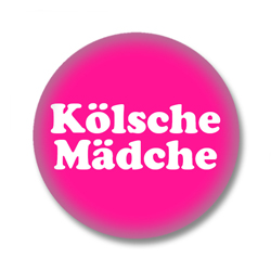 Kölsche Mädche Button – Weiß auf Pink