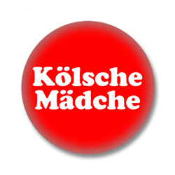 Kölsche Mädche Button – Weiß auf Rot