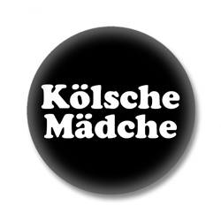 Kölsche Mädche Button – Weiß auf Schwarz