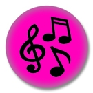 Pinker Button mit Musiknoten