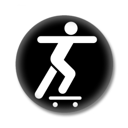 Skateboard Button - Skateboarding - Schwarz/Weiß