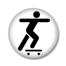 Skateboard Button - Skateboarding - Weiß/Schwarz