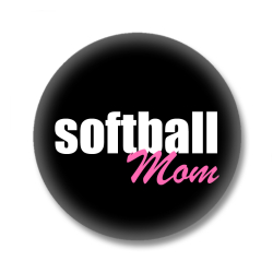 Softball Button – Softball Mom - Schwarz/Weiß/Pink