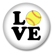 Softball Button – Love auf Weiß