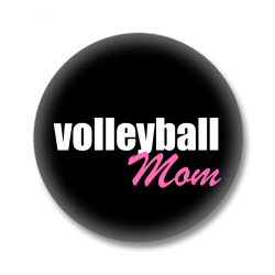 Volleyball Button – Volleyball Mom - Schwarz/Weiß/Pink