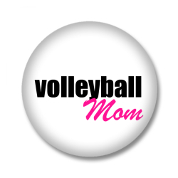 Volleyball Button – Volleyball Mom - Weiß/Schwarz/Pink